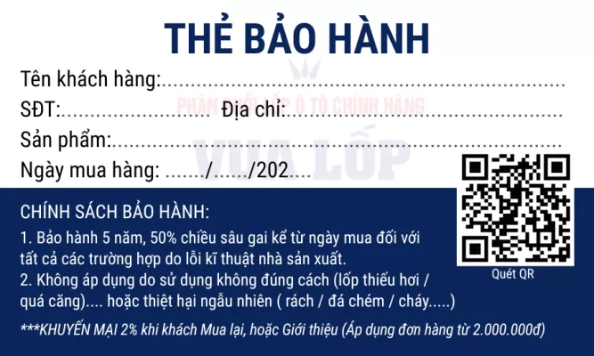 Chính Sách Bảo Hành Lốp Xe Ô tô Vua Lốp Hưng Thịnh Vualop.com.vn